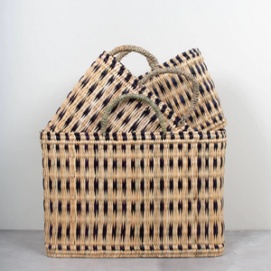 Indigo Woven Reed Basket