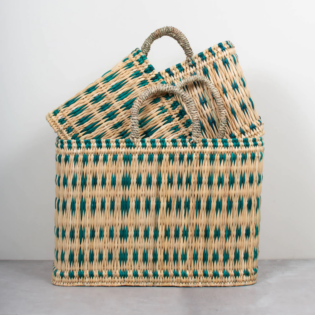 Green Woven Reed Basket