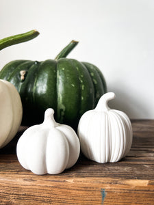 Tall Ceramic Ribbed Pumpkin