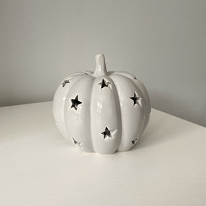Grey LED Ceramic Pumpkin