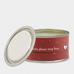 Santa Stop Here Red Robin Candle
