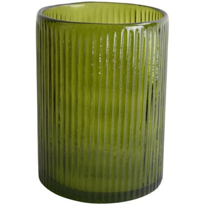 Ribbed Hurricane Glass Vintage Green - Seconds